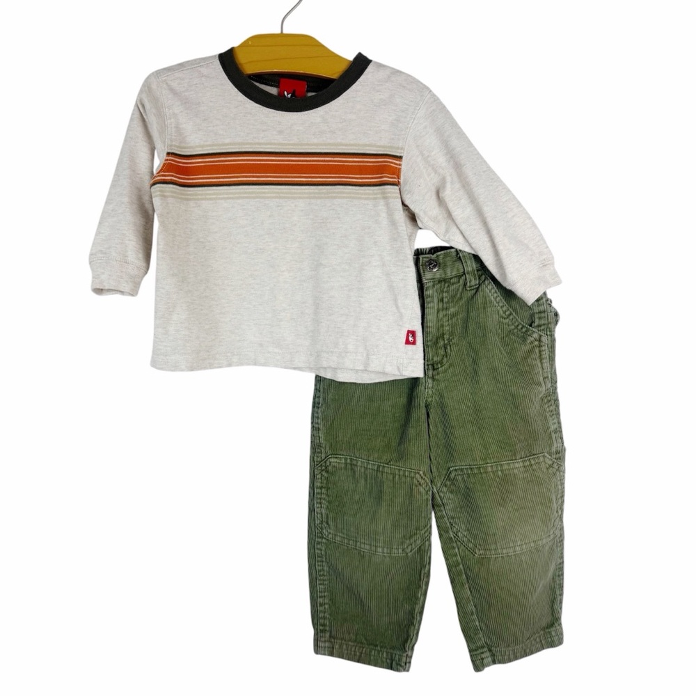 Vintage 90’s Sprockets Toddler Boy Outfit Corduroy Pants Stripe Shirt Size 2T